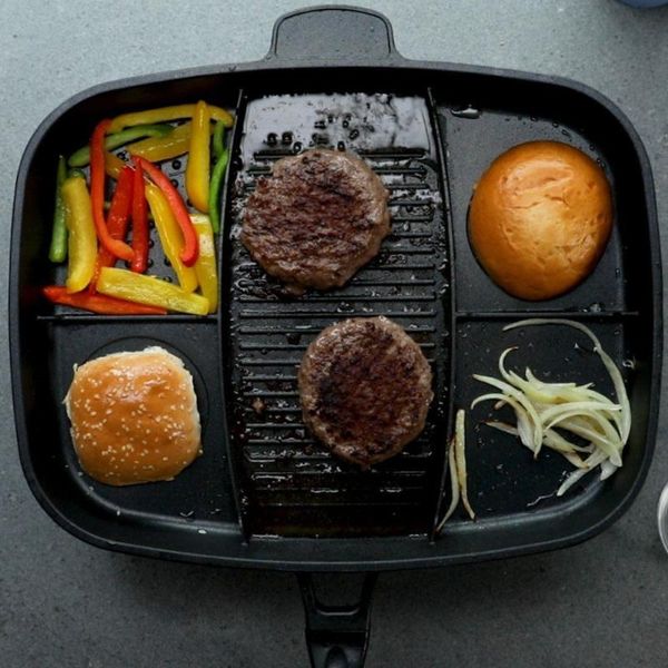 5 in 1 divided stainless steel grill frying pan multi-purpose kitchen utensils non-stick pots for kitchen
5 in 1 divided stainless steel grill frying pan multi-purpose kitchen utensils non-stick pots for kitchen