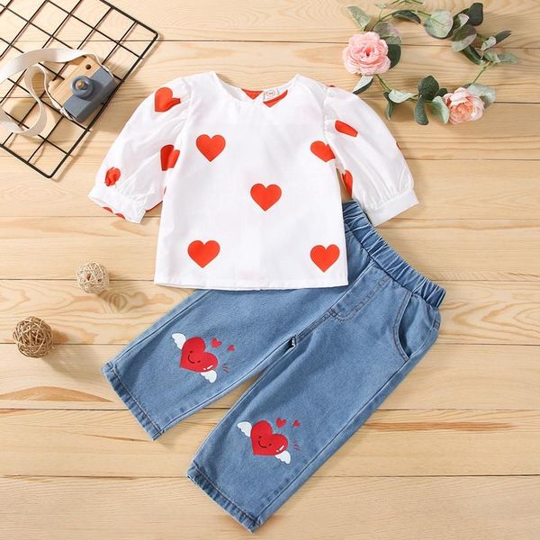 clothing sets baby kid girls pants set short sleeve heart print with elastic waist jeans casual outfit love and, White
clothing sets baby kid girls pants set short sleeve heart print with elastic waist jeans casual outfit love and, White