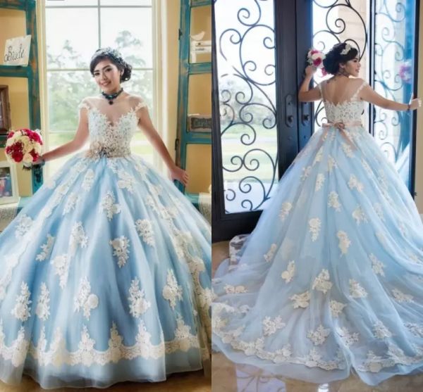 sky blue quinceanera dresses scoop neck tulle lace applique beaded sheer neck custom made princess sweet 16 prom pageant ball gown vestidos, Blue;red
sky blue quinceanera dresses scoop neck tulle lace applique beaded sheer neck custom made princess sweet 16 prom pageant ball gown vestidos, Blue;red