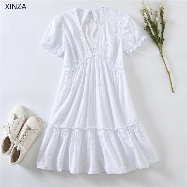 casual dresses openwork embroidered summer women short puff sleeve ruffle hem white mini chic embroiderey backless kb1v, Black;gray
casual dresses openwork embroidered summer women short puff sleeve ruffle hem white mini chic embroiderey backless kb1v, Black;gray