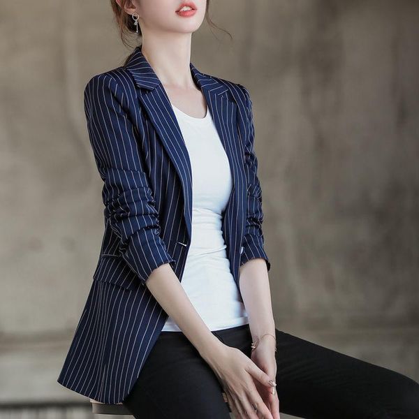 women's suits & blazers blazer slim casual coat female retro striped mid-length suit shirt women jacket fashion wild clothing, White;black
women's suits & blazers blazer slim casual coat female retro striped mid-length suit shirt women jacket fashion wild clothing, White;black