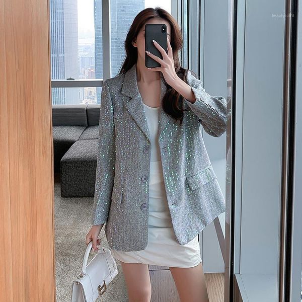 heavy industry colorful sequins loose fashion suit jacket women autumn women's suits & blazers, White;black
heavy industry colorful sequins loose fashion suit jacket women autumn women's suits & blazers, White;black