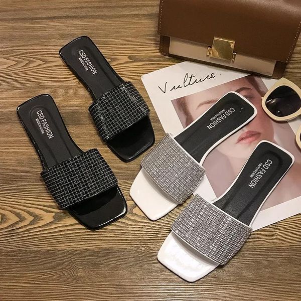slippers 2021 women summer ladies square toe flat slides fashion woman metal decoration female women's sandals beach lady shoes, Black
slippers 2021 women summer ladies square toe flat slides fashion woman metal decoration female women's sandals beach lady shoes, Black