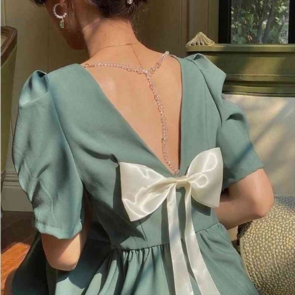 summer solid vintage short womens dress sleeved backless elegant cute kawaii ladies party holiday green, Black;gray
summer solid vintage short womens dress sleeved backless elegant cute kawaii ladies party holiday green, Black;gray