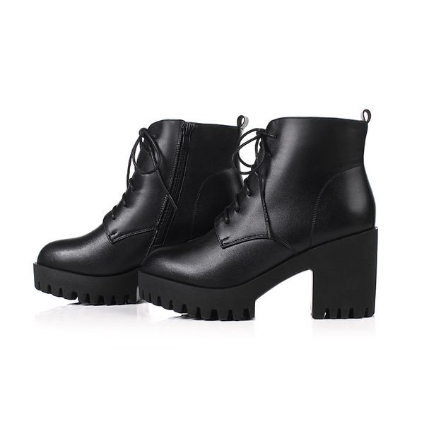 Genuel Leather Women Booties High Heel Wpring Winter Wool Boots Female Fashion British Thick Heel Shoes Casual Ladies Ankle, Black singel
Genuel Leather Women Booties High Heel Wpring Winter Wool Boots Female Fashion British Thick Heel Shoes Casual Ladies Ankle, Black singel