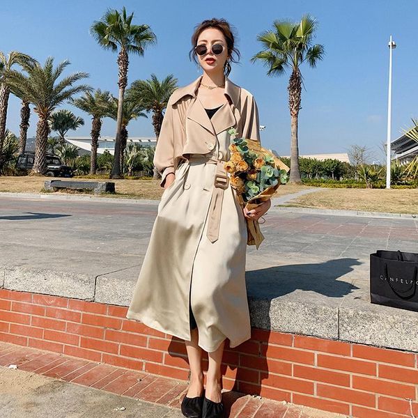 women's trench coats khaki windbreaker contrast stitching long ladies cloak autumn spring big size trenches korean loose coat female, Tan;black
women's trench coats khaki windbreaker contrast stitching long ladies cloak autumn spring big size trenches korean loose coat female, Tan;black