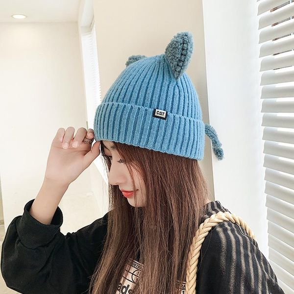 beanie/skull caps cute hat with ears warm female cap knitted winter skullies 2021 women outdoor beanies panama lady, Blue;gray
beanie/skull caps cute hat with ears warm female cap knitted winter skullies 2021 women outdoor beanies panama lady, Blue;gray