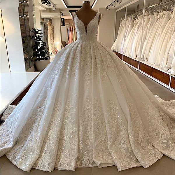 gorgeous lace ball gown wedding dresses v neck beaded crystal bridal gowns plus size custom made vestidos de novia, White
gorgeous lace ball gown wedding dresses v neck beaded crystal bridal gowns plus size custom made vestidos de novia, White