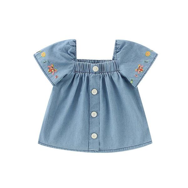 shirts wlg girls kids summer denim blue short sleeve cartoon embroidery blouse baby girl casual clothes, White;black
shirts wlg girls kids summer denim blue short sleeve cartoon embroidery blouse baby girl casual clothes, White;black