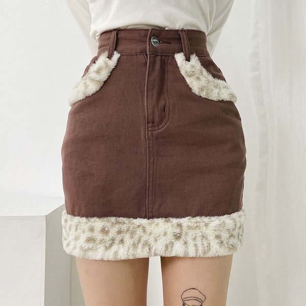 brown straight skirt y2k aesthetic leopard fur patchwork womens demin skirts streetwear gothic e girl party outfits, Black
brown straight skirt y2k aesthetic leopard fur patchwork womens demin skirts streetwear gothic e girl party outfits, Black