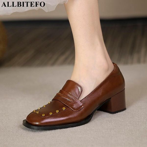 dress shoes allbitefo fashion rvets genuine leather brand high heels thick party women tacones mujer, Black
dress shoes allbitefo fashion rvets genuine leather brand high heels thick party women tacones mujer, Black