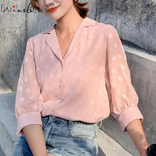 women's blouses & shirts polka dot woman chiffon 2021 summer half sleeve single-breasted women casual notched t07347k, White
women's blouses & shirts polka dot woman chiffon 2021 summer half sleeve single-breasted women casual notched t07347k, White
