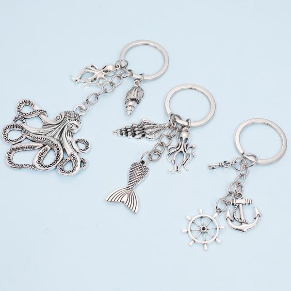 keychains marine animal series alloy key chain pendant shell conch mermaid ocs dolphin keychain combined keyring of rudder and anchor, Silver
keychains marine animal series alloy key chain pendant shell conch mermaid ocs dolphin keychain combined keyring of rudder and anchor, Silver