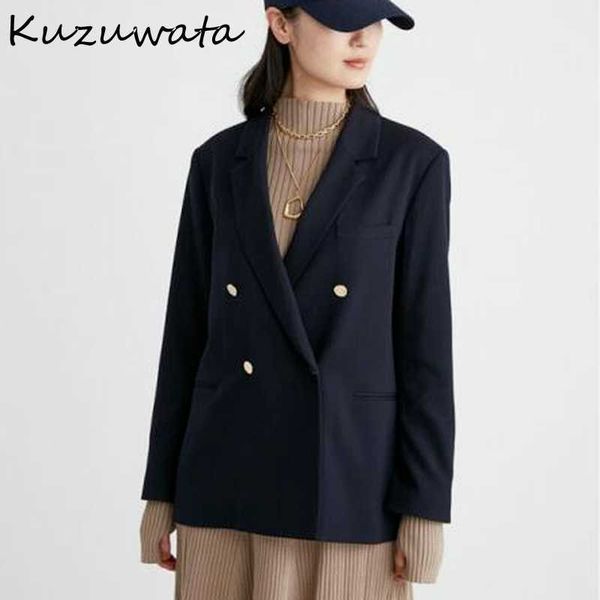 kuzuwata autumn women's clothing v neck double breasted nine quarter sleeve pocket suits japanese office lady blazers 210930, White;black
kuzuwata autumn women's clothing v neck double breasted nine quarter sleeve pocket suits japanese office lady blazers 210930, White;black