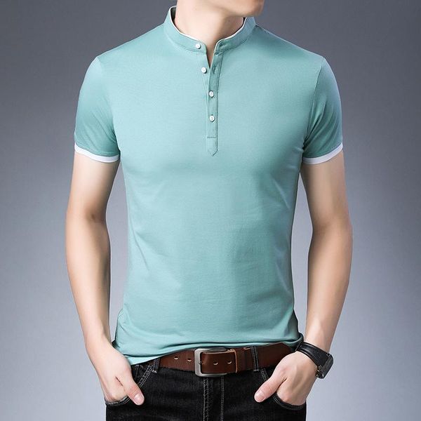 men's polos 2021 fashion summer shirt stand collar business smart casual shirtsf for men, White;black
men's polos 2021 fashion summer shirt stand collar business smart casual shirtsf for men, White;black