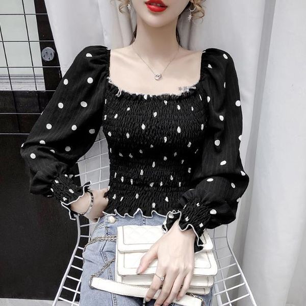 new women 2021 spring autumn chic square collar long sleeve blouse female slim fit polka dot print blusas vintage casual shirt a734qtbc, Black
new women 2021 spring autumn chic square collar long sleeve blouse female slim fit polka dot print blusas vintage casual shirt a734qtbc, Black