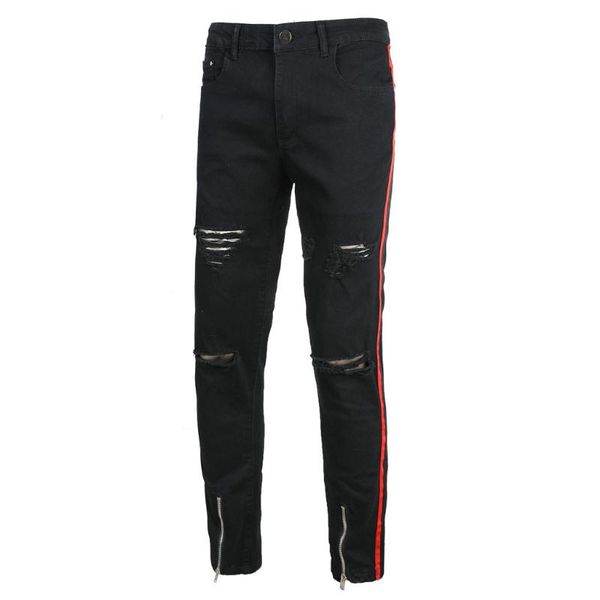 fashion mens cool designer brand black zipper jeans skinny ripped destroyed stretch slim fit hop hop pants with holes for men, Blue
fashion mens cool designer brand black zipper jeans skinny ripped destroyed stretch slim fit hop hop pants with holes for men, Blue