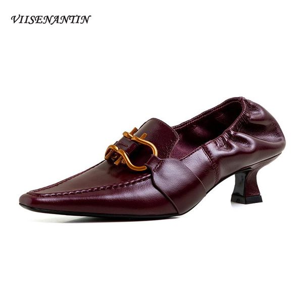 wine rde high heels women's pumps spring new waxed cowhide pointed toe metal buckle stiletto retro french style cat heel shoes, Black
wine rde high heels women's pumps spring new waxed cowhide pointed toe metal buckle stiletto retro french style cat heel shoes, Black