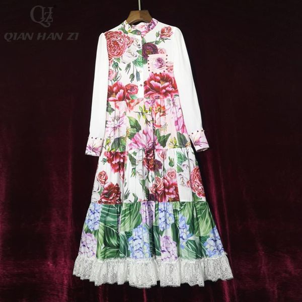 casual dresses qian han zi 2021 spring/summer designer fashion women's dress long sleeve elegant flowers print lace loose vacation, Black;gray
casual dresses qian han zi 2021 spring/summer designer fashion women's dress long sleeve elegant flowers print lace loose vacation, Black;gray