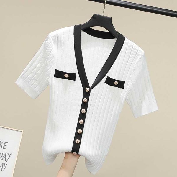 vanovich summer short sleeve v-neck knit t shirts women fashion wild casual hollow female 210615, White
vanovich summer short sleeve v-neck knit t shirts women fashion wild casual hollow female 210615, White