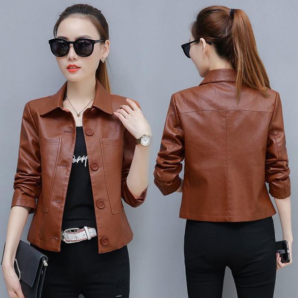 women's leather & faux jacket women caramel 4xl plus size short slim pu coat 2021 autumn winter korean fashion chic moto clothing, Black
women's leather & faux jacket women caramel 4xl plus size short slim pu coat 2021 autumn winter korean fashion chic moto clothing, Black