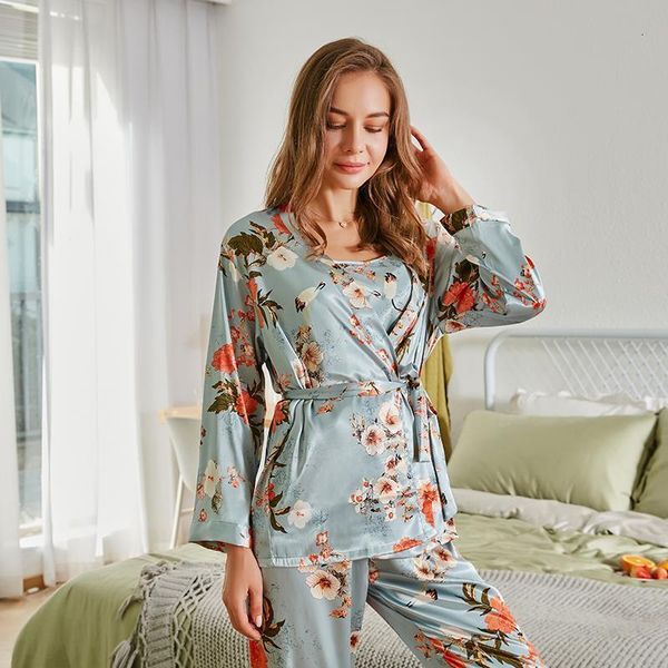 three-piece/set ladies silk pajamas women's comfortable spring summer print mature pajamas set solid satin silky pajamas, Black;red
three-piece/set ladies silk pajamas women's comfortable spring summer print mature pajamas set solid satin silky pajamas, Black;red