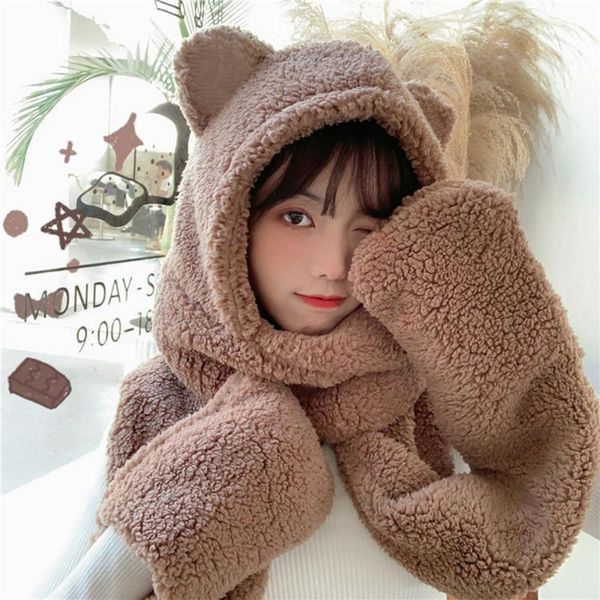 hats, scarves & gloves sets women fluffy plush warm 3 in 1 hooded scarf hat set cartoon cat ears winter windproof earflap pocket mittens ., Blue;gray
hats, scarves & gloves sets women fluffy plush warm 3 in 1 hooded scarf hat set cartoon cat ears winter windproof earflap pocket mittens ., Blue;gray