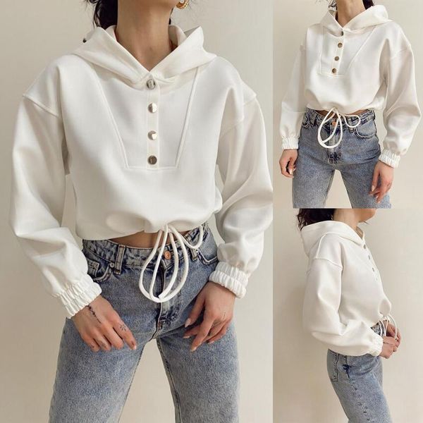 women's button t shirt gothic long sleeve sweatshirt loose drawstring cropped harajuku korean style all-match cotton top, White
women's button t shirt gothic long sleeve sweatshirt loose drawstring cropped harajuku korean style all-match cotton top, White