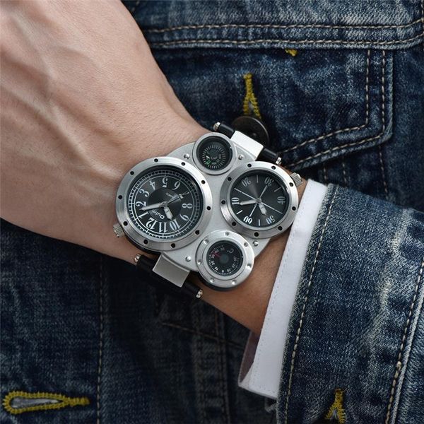 wristwatches oulm male watch decorated thermometer compass unique designer men's sport watches two time zone men wristwatch, Slivery;brown
wristwatches oulm male watch decorated thermometer compass unique designer men's sport watches two time zone men wristwatch, Slivery;brown