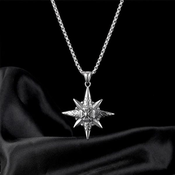 pendant necklaces punk hip-hop anise star necklace men women stainless steel iron cross box chain fashion night club jewelry, Silver
pendant necklaces punk hip-hop anise star necklace men women stainless steel iron cross box chain fashion night club jewelry, Silver
