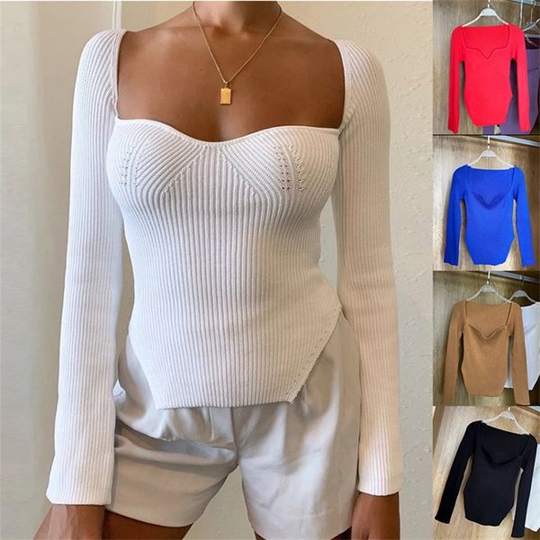 women's new spring and autumn elastic square neck off shoulder low chest machine bottomed knitted sweater, White;black
women's new spring and autumn elastic square neck off shoulder low chest machine bottomed knitted sweater, White;black