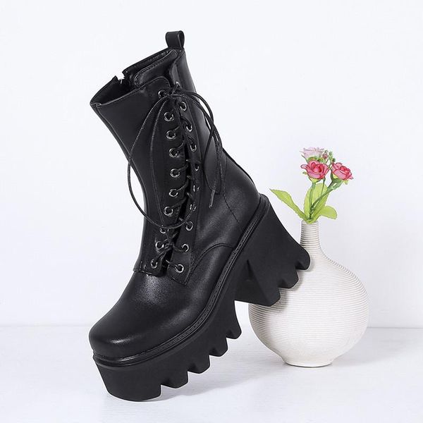 boots chunky high heels women's pu thick platform cross straps square toe winter shoes zipper motorcycle for women, Black
boots chunky high heels women's pu thick platform cross straps square toe winter shoes zipper motorcycle for women, Black