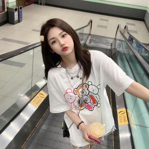 women's t-shirt ytx1156 bear short-sleeved summer 2021 loose design sense niche, White
women's t-shirt ytx1156 bear short-sleeved summer 2021 loose design sense niche, White