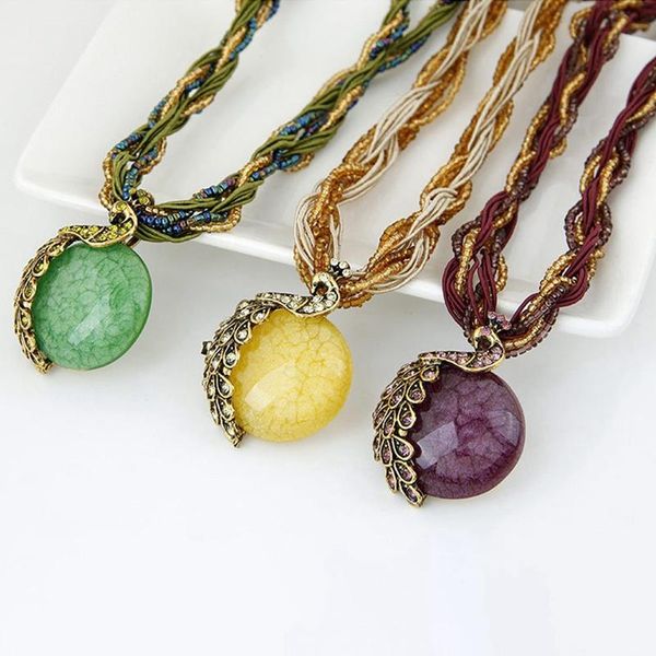 pendant necklaces fashion ethnic style resin stone beads peacock necklace retro bohemian jewelry, Silver
pendant necklaces fashion ethnic style resin stone beads peacock necklace retro bohemian jewelry, Silver