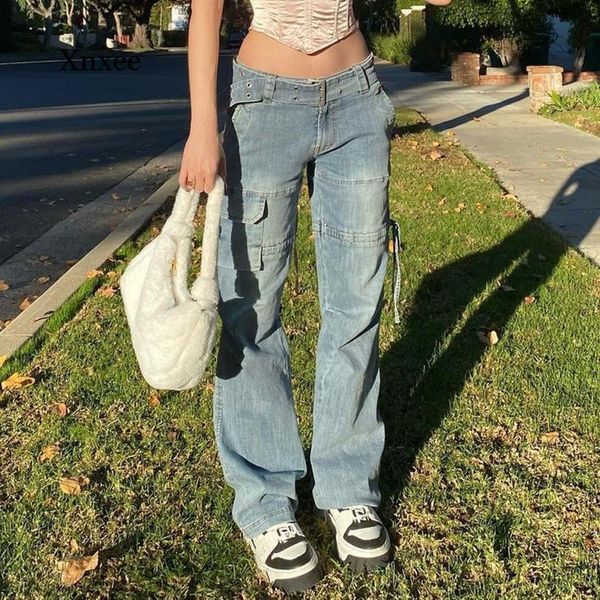 women's jeans summer blue retro belt denim trousers drawstring overalls ladies big pocket streetwear
women's jeans summer blue retro belt denim trousers drawstring overalls ladies big pocket streetwear