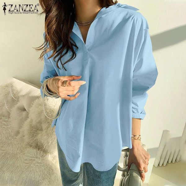 women's blouses & shirts elegant women zanzea 2021 summer office lady casual solid loose tunic female lapel collar back split blusa, White
women's blouses & shirts elegant women zanzea 2021 summer office lady casual solid loose tunic female lapel collar back split blusa, White