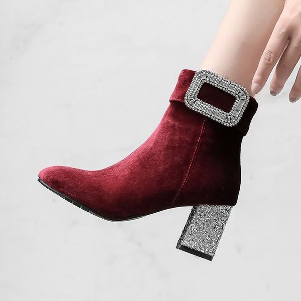 boots designer women luxury 2021 trend winter velvet square toe bling sequins block high heels ankle plus size 42 43, Black
boots designer women luxury 2021 trend winter velvet square toe bling sequins block high heels ankle plus size 42 43, Black