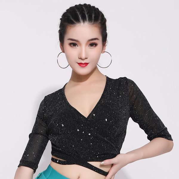 latin dance female dance shirt black sequin latin practice clothes autumn dress women dance costumes, Black;red
latin dance female dance shirt black sequin latin practice clothes autumn dress women dance costumes, Black;red