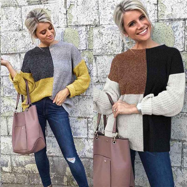women's sweaters ladies womens winter crew neck sweater pullover patchwork jumper, White;black
women's sweaters ladies womens winter crew neck sweater pullover patchwork jumper, White;black