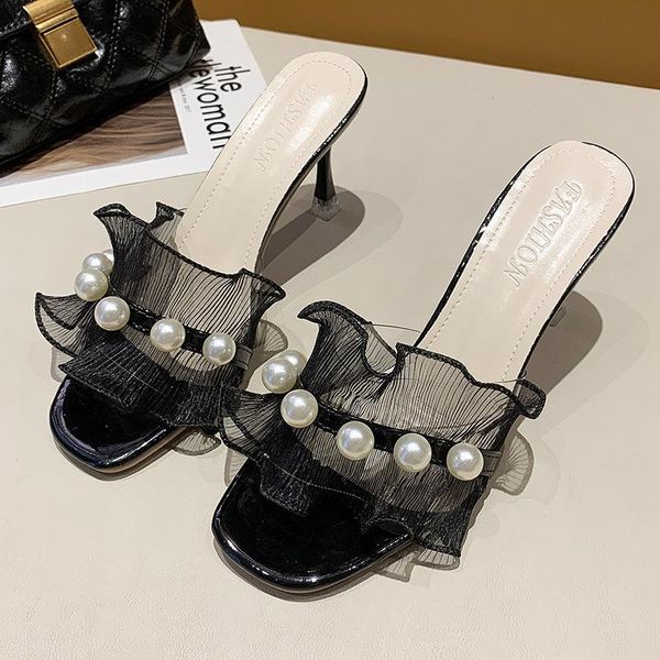 slippers women fashion luxury high heels wrinkled noodles beaded sandals non-slip office ladies prom women's, Black
slippers women fashion luxury high heels wrinkled noodles beaded sandals non-slip office ladies prom women's, Black