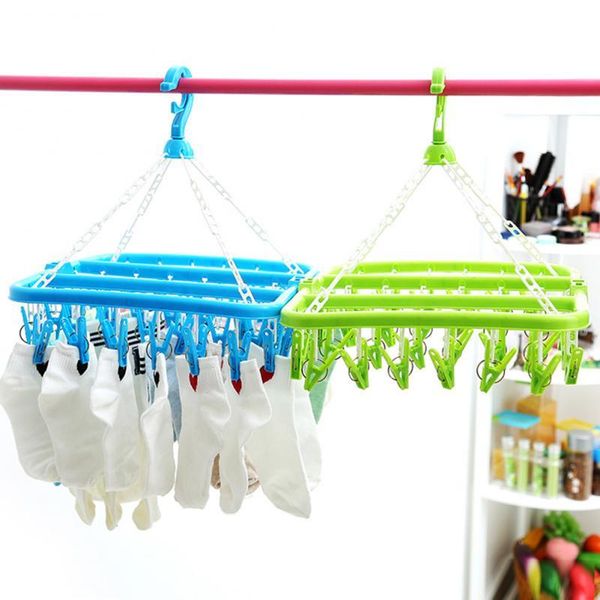 32 clips clothes hanger foldable plastic drying rack hangers towels socks underwear drying racks home multipurpose storage racks
32 clips clothes hanger foldable plastic drying rack hangers towels socks underwear drying racks home multipurpose storage racks