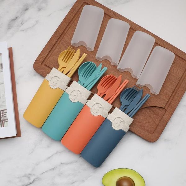 dinnerware sets 4 pcs/set wheat straw knife fork spoon chopsticks travel portable reusable cutlery set school office tableware
dinnerware sets 4 pcs/set wheat straw knife fork spoon chopsticks travel portable reusable cutlery set school office tableware