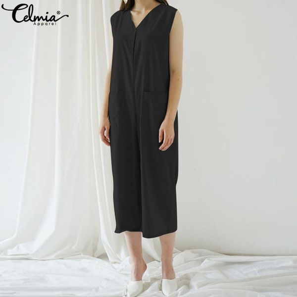 women's jumpsuits & rompers celmia 2021 women sleeveless pockets loose playsuits plus size overalls femme casual office dungarees 5xl, Black;white
women's jumpsuits & rompers celmia 2021 women sleeveless pockets loose playsuits plus size overalls femme casual office dungarees 5xl, Black;white