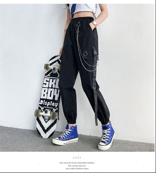 gothic black pants punk high waist goth trousers pockets hippie hip hop aesthetic harem pantalon femme taille haute damen, Black;white
gothic black pants punk high waist goth trousers pockets hippie hip hop aesthetic harem pantalon femme taille haute damen, Black;white