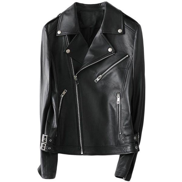 women's leather & faux spring autumn coats trendy loose female sheepskin jackets zippers pockets plus size lady outerwear clothes, Black
women's leather & faux spring autumn coats trendy loose female sheepskin jackets zippers pockets plus size lady outerwear clothes, Black