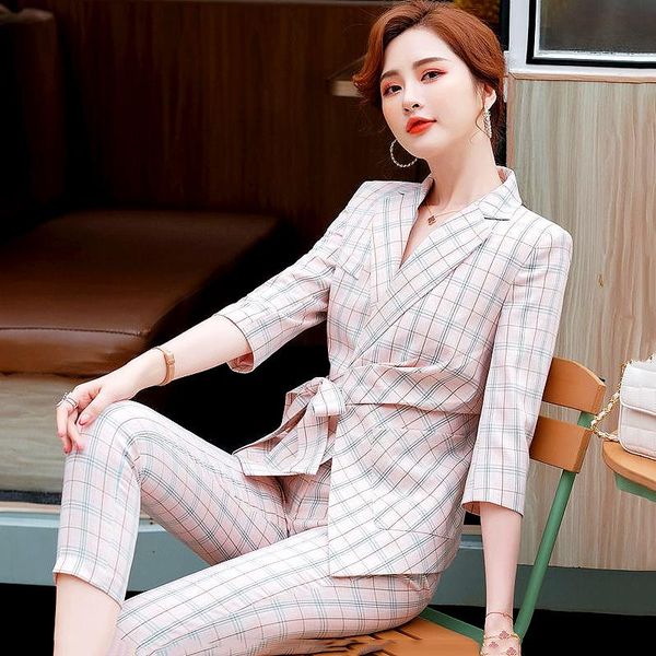 women's two piece pants designer spring autumn suits coat women blazers with belt and trousers clothes set ls084, White
women's two piece pants designer spring autumn suits coat women blazers with belt and trousers clothes set ls084, White