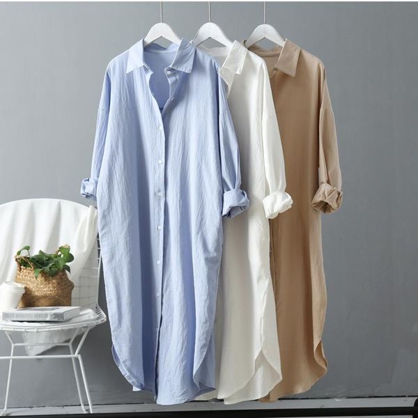women's blouses & shirts woman long shirt dress cotton korean chemise femme boho beach blue dresses vetement blusas mujer oversized rob, White
women's blouses & shirts woman long shirt dress cotton korean chemise femme boho beach blue dresses vetement blusas mujer oversized rob, White