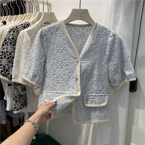 european style elegant fashion short-sleeved shirt for women 2021 new summer v-neck all-match blouse beaded flower blusas, White
european style elegant fashion short-sleeved shirt for women 2021 new summer v-neck all-match blouse beaded flower blusas, White