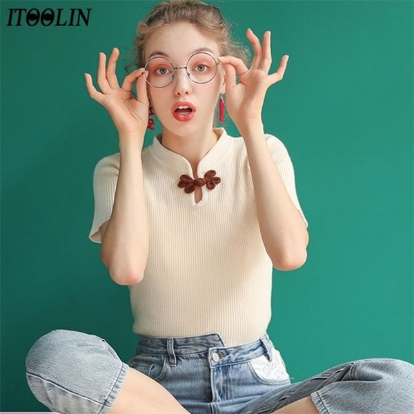 itoolin retro ice silk t-shirt spring summer vintage buckle knit female plain tees kpop slim camisetas de mujer 210708, White
itoolin retro ice silk t-shirt spring summer vintage buckle knit female plain tees kpop slim camisetas de mujer 210708, White