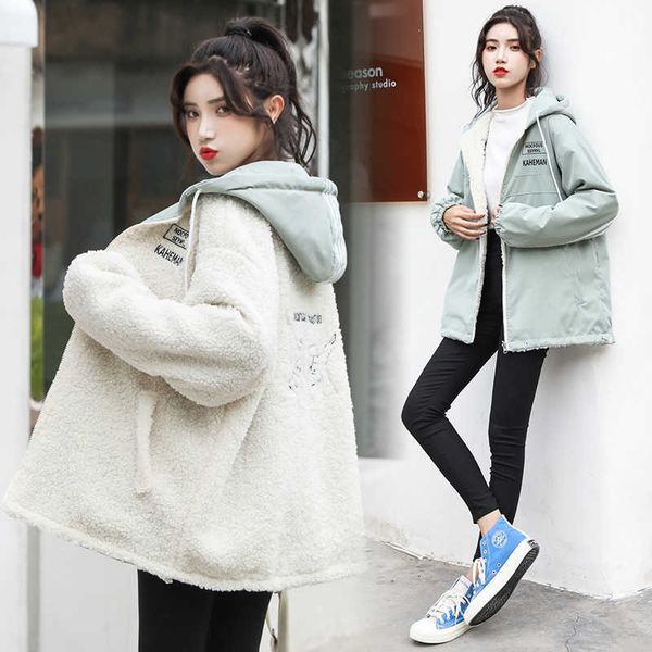 2021 winter wear plush coat on both sid korean loose junior middle school students' lamb wool thickened cotton cloth women's wear, Black;brown
2021 winter wear plush coat on both sid korean loose junior middle school students' lamb wool thickened cotton cloth women's wear, Black;brown